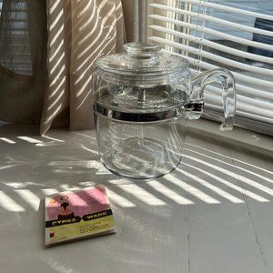 Vintage Pyrex 9 Cup Glass Stovetop Flameware Coffee Percolator Complete